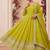  lime green georgette embroidered anarkali suit with dupatta and pant
