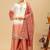 Women's latest wine orange embroidered palazzo suit
