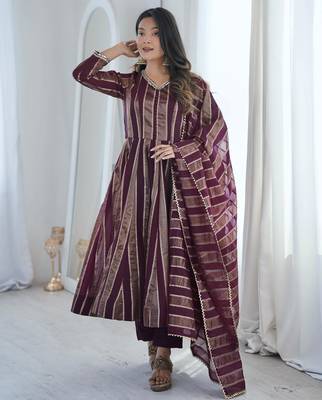  wine festive anarkali suit set 1