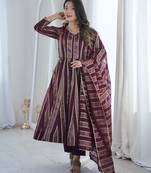  wine festive anarkali suit set