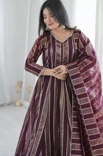  wine festive anarkali suit set
