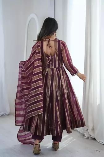  wine festive anarkali suit set