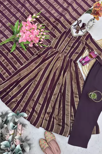  wine festive anarkali suit set