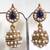 Dark blue leaf pearl jhumki earring