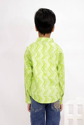cotton full sleeves printed  short kurta - lime green 2