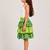 knitted  sleeveless all over embroidered top with cotton printed skirt -white & lime green