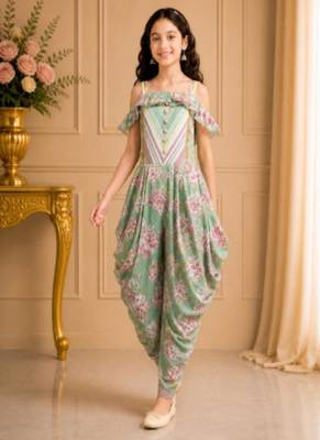 cotton  sleeveless all over printed jumpsuit- olive green 1