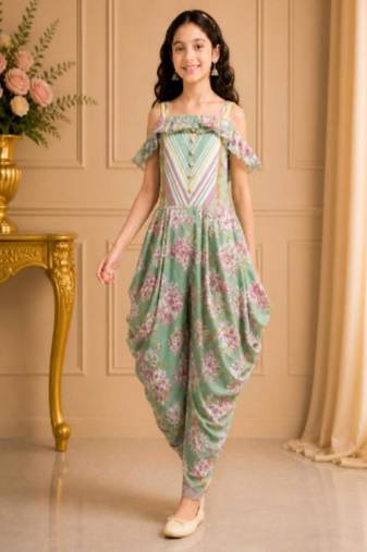 cotton  sleeveless all over printed jumpsuit- olive green