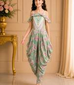 cotton  sleeveless all over printed jumpsuit- olive green