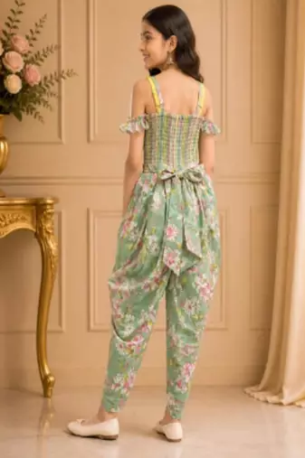cotton  sleeveless all over printed jumpsuit- olive green