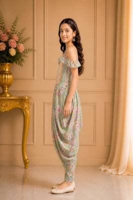 cotton  sleeveless all over printed jumpsuit- olive green 3