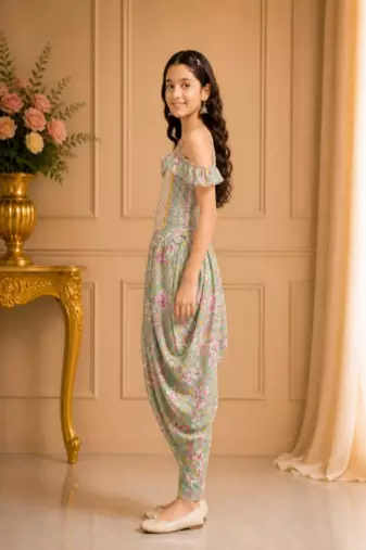 cotton  sleeveless all over printed jumpsuit- olive green