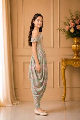 cotton  sleeveless all over printed jumpsuit- olive green 4