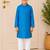 woven full sleeves self desing kurta with pyjama -blue & white