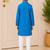 woven full sleeves self desing kurta with pyjama -blue & white