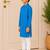 woven full sleeves self desing kurta with pyjama -blue & white