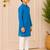 woven full sleeves self desing kurta with pyjama -blue & white