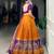 Mustard Navaratri Special Tussar Silk Patola Printed Lehenga with unstitched Blouse