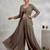 Coffee brown chinon palazzo set with embroidered koti & blouse