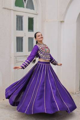 Purple Navaratri Special Gota Patti Work Lehenga with Gamthi Mirror Patch & Cowrie Lace work Choli 3