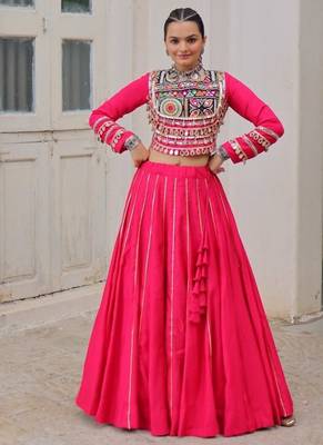 Pink Navaratri Special Gota Patti Work Lehenga with Gamthi Mirror Patch & Cowrie Lace work Choli 1