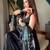 Black natural crepe anarkali suit set with printed tabby silkblend dupatta