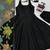 Black natural crepe anarkali suit set with printed tabby silkblend dupatta