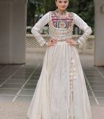 Off White Navaratri Special Gota Patti Work Lehenga with Gamthi Mirror Patch & Cowrie Lace work Choli