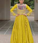 Parrot Green Navaratri Special Gota Patti Work Lehenga with Gamthi Mirror Patch & Cowrie Lace work Choli