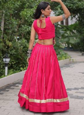 Pink Navaratri Special Gota Patti Work Lehenga with Gamthi Mirror Patch & Cowrie Lace work Choli 5