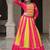 Pink Navaratri Special Mirror Lace Work Lehenga with Gamthi & Cowrie Lace work Choli