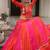 Orange Navaratri Special Mirror Lace Work Lehenga with Gamthi & Cowrie Lace work Choli