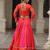 Orange Navaratri Special Mirror Lace Work Lehenga with Gamthi & Cowrie Lace work Choli