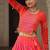 Orange Navaratri Special Mirror Lace Work Lehenga with Gamthi & Cowrie Lace work Choli