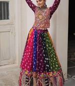 Multicolor Navaratri Special Gamathi Embellished Work Lehenga with Kutchi Work Choli