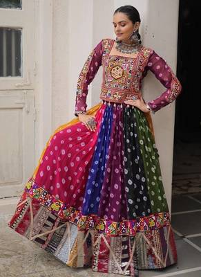 Multicolor Navaratri Special Gamathi Embellished Work Lehenga with Kutchi Work Choli 2