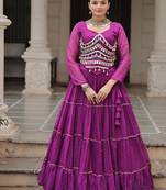Purple Navaratri Special Leheriya Print with Gota-Patti Lace Work Lehenga Choli