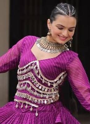 Purple Navaratri Special Leheriya Print with Gota-Patti Lace Work Lehenga Choli 3