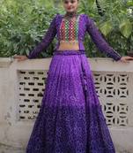 Purple Navaratri Special Leheriya Print with Gota-Patti Lace Work Lehenga Choli