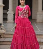 Pink Navaratri Special Leheriya Print with Gota-Patti Lace Work Lehenga Choli