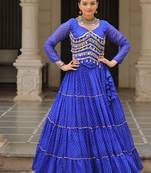 Blue Navaratri Special Leheriya Print with Gota-Patti Lace Work Lehenga Choli