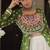 Green Navaratri Special Kora Cotton Frill Lehenga with Patch Work Georgette Kurti