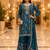 Blue embroidered silk blend kurta sharara set with dupatta for women