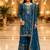 Blue embroidered silk blend kurta sharara set with dupatta for women
