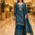 Blue embroidered silk blend kurta sharara set with dupatta for women
