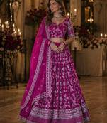 Rani Viscose Semi Stitched Lehenga Choli with Embroidery & sequin Work