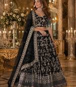 Black Viscose Semi Stitched Lehenga Choli with Embroidery & sequin Work