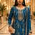 Blue embroidered silk blend kurta sharara set with dupatta for women