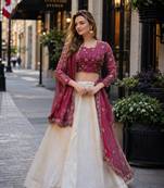 Maroon Silk Semi Stitched Lehenga Choli with Embroidery & Zari Work