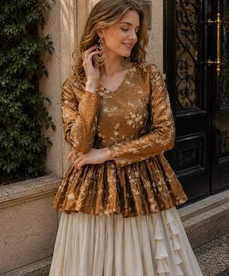 Mustard Silk Free Size Stitched Lehenga Choli with Embroidery & Mirror Work 2